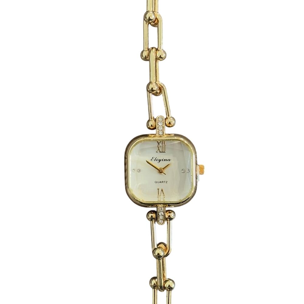Women’s Gold Tone Watch Elegant Classic Fashion Bracelet Wristwatch - Picture 4 of 5